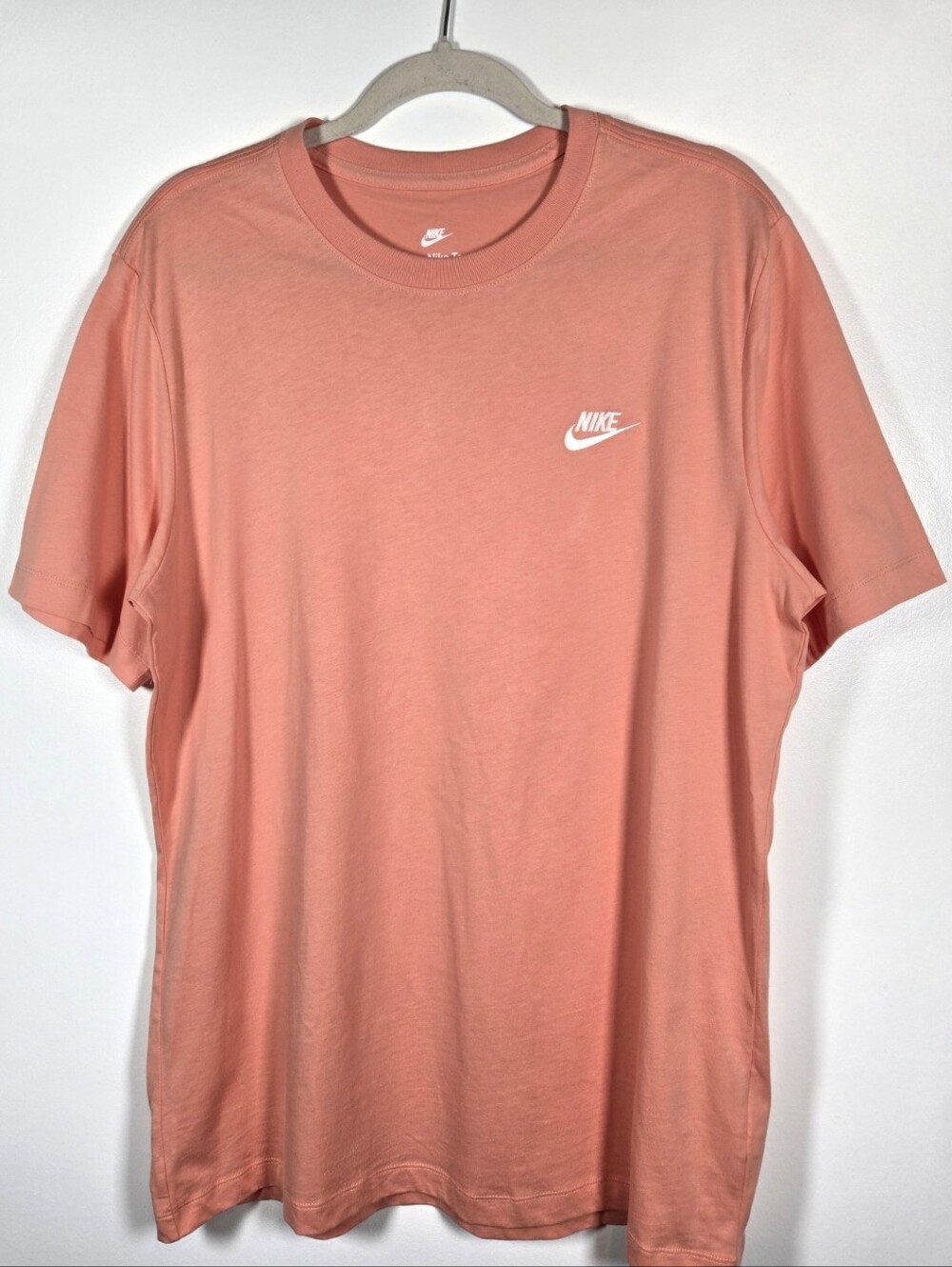 The Nike Tee Cotton Peach Basic Logo T-Shirt Mens Size Large